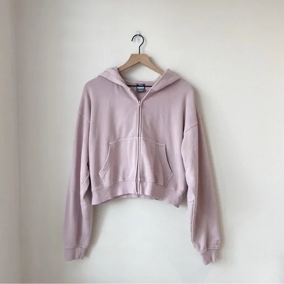 Aritzia TNA Terry Fleece Boyfriend Boxy Zip Up Hoodie Lilac Sugarplum
Size M - Picture 6 of 10